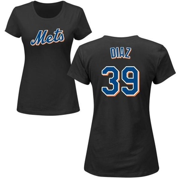 Women's New York Mets Edwin Diaz ＃39 Roster Name & Number T-Shirt - Black