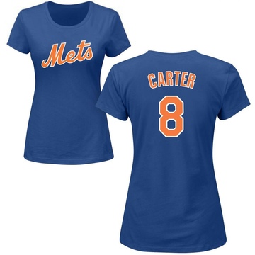 Women's New York Mets Gary Carter ＃8 Roster Name & Number T-Shirt - Royal