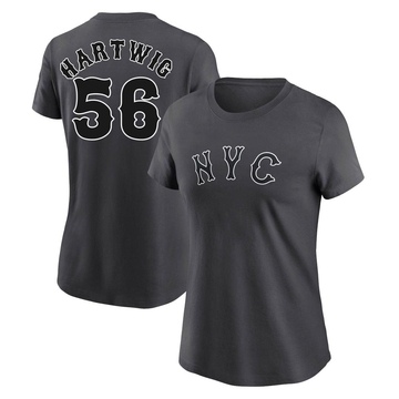 Women's New York Mets Grant Hartwig ＃56 Graphite 2024 City Connect Fuse Name & Number T-Shirt