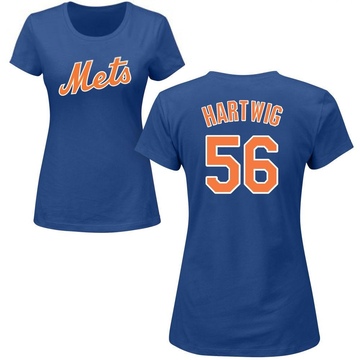 Women's New York Mets Grant Hartwig ＃56 Roster Name & Number T-Shirt - Royal