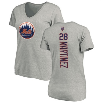 Women's New York Mets J.D. Martinez ＃28 Backer Slim Fit T-Shirt Ash