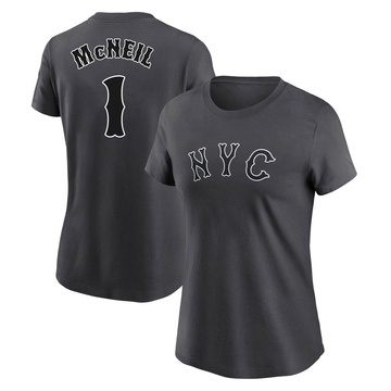 Women's New York Mets Jeff McNeil ＃1 Graphite 2024 City Connect Fuse Name & Number T-Shirt