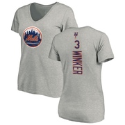 Women's New York Mets Jesse Winker ＃3 Backer Slim Fit T-Shirt Ash