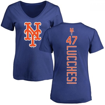 Women's New York Mets Joey Lucchesi ＃47 Backer Slim Fit T-Shirt - Royal