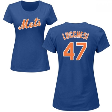 Women's New York Mets Joey Lucchesi ＃47 Roster Name & Number T-Shirt - Royal