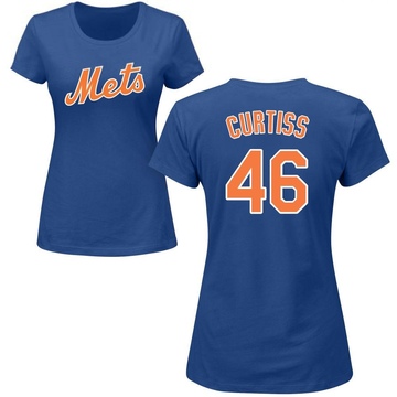 Women's New York Mets John Curtiss ＃46 Roster Name & Number T-Shirt - Royal