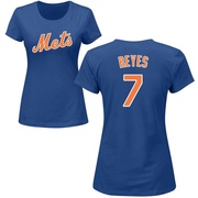 Women's New York Mets Jose Reyes ＃7 Roster Name & Number T-Shirt - Royal