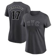 Women's New York Mets Keith Hernandez ＃17 Graphite 2024 City Connect Fuse Name & Number T-Shirt