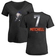 Women's New York Mets Kevin Mitchell ＃7 Midnight Mascot V-Neck T-Shirt - Black