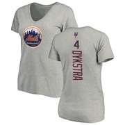 Women's New York Mets Lenny Dykstra ＃4 Backer Slim Fit T-Shirt Ash