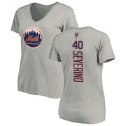 Women's New York Mets Luis Severino ＃40 Backer Slim Fit T-Shirt Ash