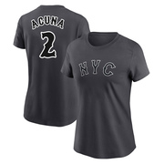 Women's New York Mets Luisangel Acuna ＃2 Graphite 2024 City Connect Fuse Name & Number T-Shirt