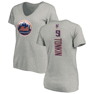 Women's New York Mets Michael Tonkin ＃51 Backer Slim Fit T-Shirt Ash