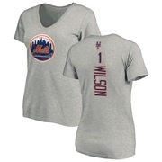 Women's New York Mets Mookie Wilson ＃1 Backer Slim Fit T-Shirt Ash