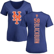 Women's New York Mets Paul Blackburn ＃58 Backer Slim Fit T-Shirt - Royal