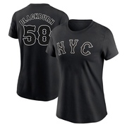 Women's New York Mets Paul Blackburn ＃58 Paul burn 2024 City Connect Name & Number T-Shirt - Black