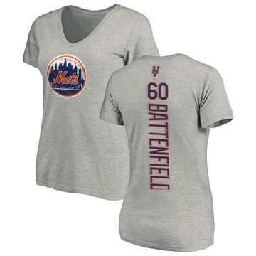 Women's New York Mets Peyton Battenfield ＃60 Backer Slim Fit T-Shirt Ash