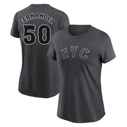 Women's New York Mets Sid Fernandez ＃50 Graphite 2024 City Connect Fuse Name & Number T-Shirt