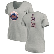 Women's New York Mets Tyler Jay ＃74 Backer Slim Fit T-Shirt Ash