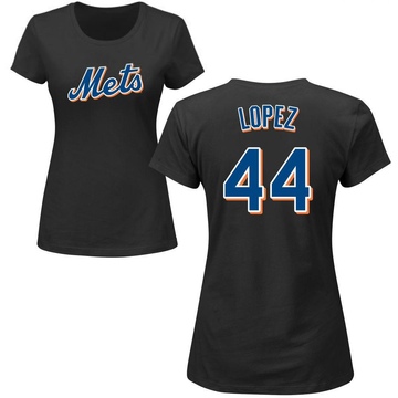 Women's New York Mets Yoan Lopez ＃44 Roster Name & Number T-Shirt - Black