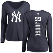 Women's New York Yankees Aaron Judge ＃99 Backer Slim Fit Long Sleeve T-Shirt - Navy