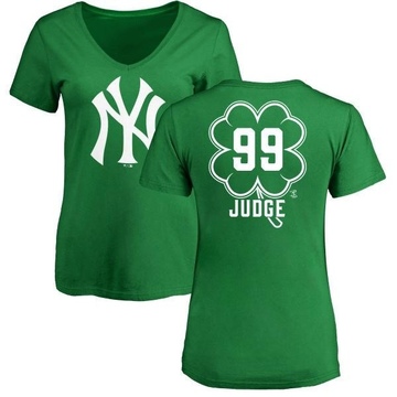 Women's New York Yankees Aaron Judge ＃99 Dubliner Name & Number V-Neck T-Shirt Kelly - Green