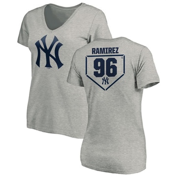 Women's New York Yankees Agustin Ramirez ＃96 RBI Slim Fit V-Neck T-Shirt Heathered - Gray