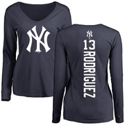 Women's New York Yankees Alex Rodriguez ＃13 Backer Slim Fit Long Sleeve T-Shirt - Navy