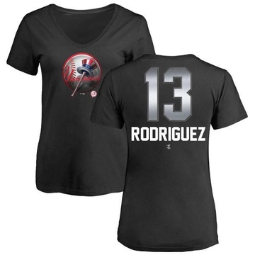 Women's New York Yankees Alex Rodriguez ＃13 Midnight Mascot V-Neck T-Shirt - Black