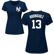 Women's New York Yankees Alex Rodriguez ＃13 Roster Name & Number T-Shirt - Navy