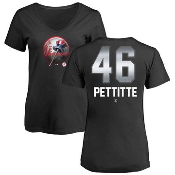 Women's New York Yankees Andy Pettitte ＃46 Midnight Mascot V-Neck T-Shirt - Black