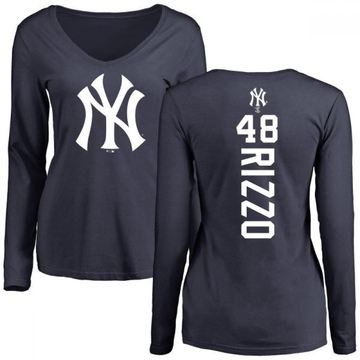 Women's New York Yankees Anthony Rizzo ＃48 Backer Slim Fit Long Sleeve T-Shirt - Navy