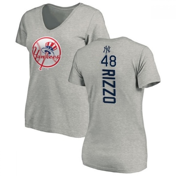 Women's New York Yankees Anthony Rizzo ＃48 Backer Slim Fit T-Shirt Ash