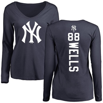 Women's New York Yankees Austin Wells ＃88 Backer Slim Fit Long Sleeve T-Shirt - Navy