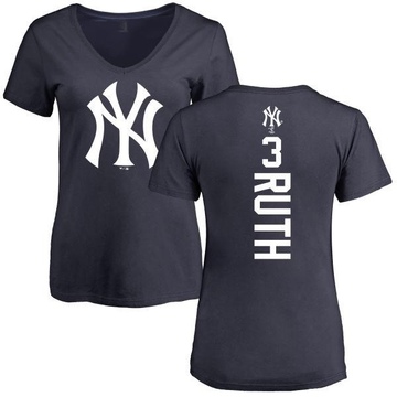 Women's New York Yankees Babe Ruth ＃3 Backer Slim Fit T-Shirt - Navy