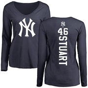 Women's New York Yankees Baron Stuart ＃46 Backer Slim Fit Long Sleeve T-Shirt - Navy