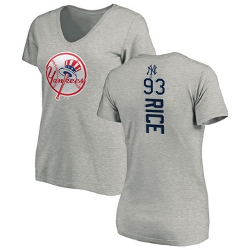 Women's New York Yankees Ben Rice ＃93 Backer Slim Fit T-Shirt Ash