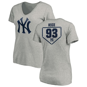 Women's New York Yankees Ben Rice ＃93 RBI Slim Fit V-Neck T-Shirt Heathered - Gray