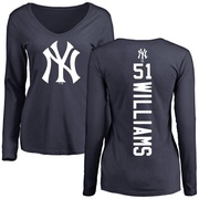 Women's New York Yankees Bernie Williams ＃51 Backer Slim Fit Long Sleeve T-Shirt - Navy