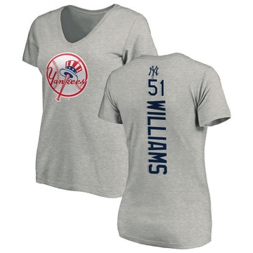 Women's New York Yankees Bernie Williams ＃51 Backer Slim Fit T-Shirt Ash