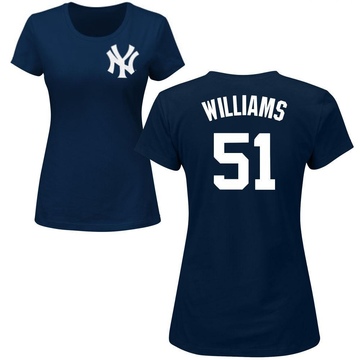 Women's New York Yankees Bernie Williams ＃51 Roster Name & Number T-Shirt - Navy