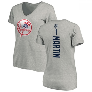 Women's New York Yankees Billy Martin ＃1 Backer Slim Fit T-Shirt Ash