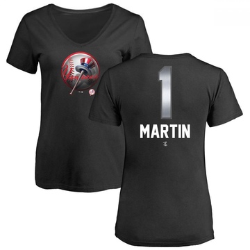 Women's New York Yankees Billy Martin ＃1 Midnight Mascot V-Neck T-Shirt - Black