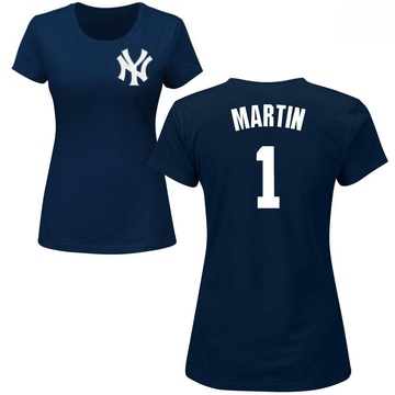 Women's New York Yankees Billy Martin ＃1 Roster Name & Number T-Shirt - Navy