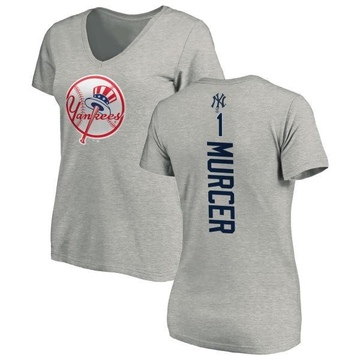 Women's New York Yankees Bobby Murcer ＃1 Backer Slim Fit T-Shirt Ash