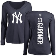 Women's New York Yankees Brett Gardner ＃11 Backer Slim Fit Long Sleeve T-Shirt - Navy