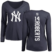 Women's New York Yankees Brian Roberts ＃14 Backer Slim Fit Long Sleeve T-Shirt - Navy