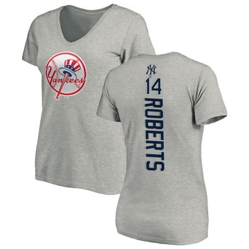 Women's New York Yankees Brian Roberts ＃14 Backer Slim Fit T-Shirt Ash