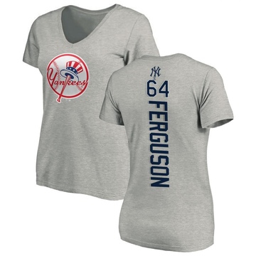 Women's New York Yankees Caleb Ferguson ＃64 Backer Slim Fit T-Shirt Ash