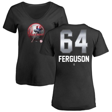 Women's New York Yankees Caleb Ferguson ＃64 Midnight Mascot V-Neck T-Shirt - Black